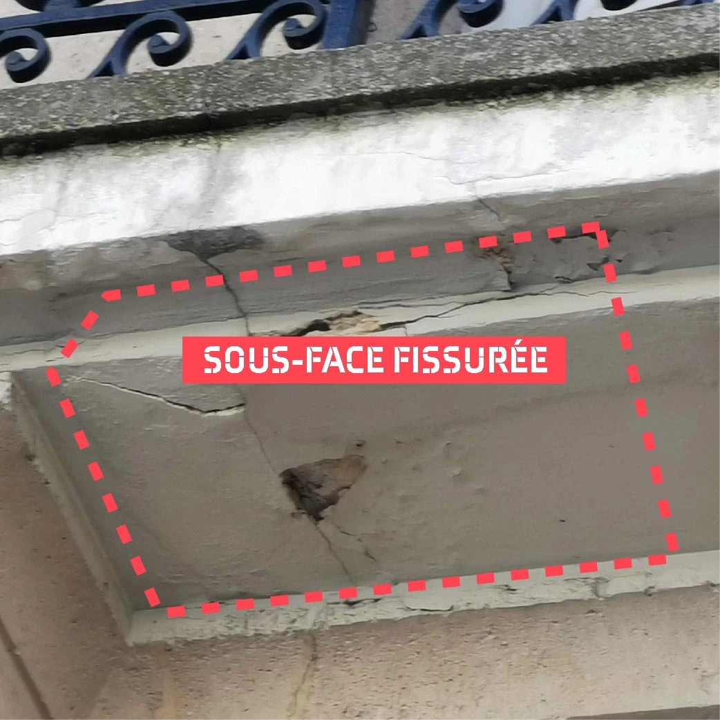 Sous-face fissurée